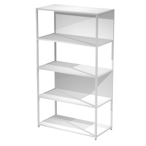 LIBRERIA 5 RIPIANI 90X44H161CM CON STRUTTURA METAL BIANCO - BIANCO MODULAR COD. DOE161C-AN-3