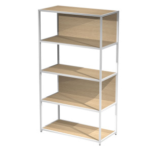 LIBRERIA 5 RIPIANI 90X44H161CM CON STRUTTURA METAL BIANCO - ROVERE MODULAR COD. DOE161C-AN-C