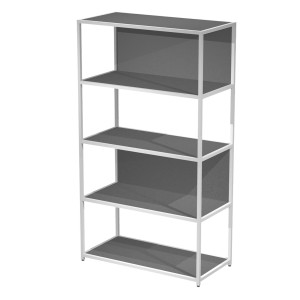LIBRERIA 5 RIPIANI 90X44H161CM CON STRUTTURA METAL BIANCO - ANTRACITE MODULAR COD. DOE161C-AN-T