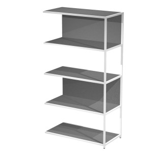 MODULO AGGIUNTIVO LIBRERIA MODULAR 90X44H161CM CON STRUTTURA BIANCO - ANTRACITE COD. DOE161S-AN-T