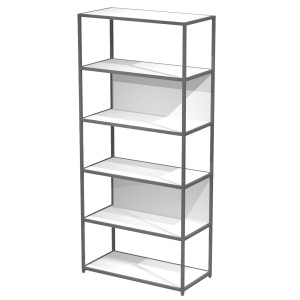 LIBRERIA 6 RIPIANI 90X44H200CM CON STRUTTURA METAL ANTRAC.- BIANCO MODULAR COD. DOE200C-AF-3