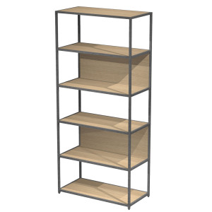 LIBRERIA 6 RIPIANI 90X44H200CM CON STRUTTURA METAL ANTRAC.- ROVERE MODULAR COD. DOE200C-AF-C