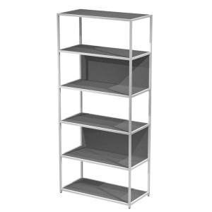LIBRERIA 6 RIPIANI 90X44H200CM CON STRUTTURA METAL BIANCO - ANTRACITE MODULAR COD. DOE200C-AN-T
