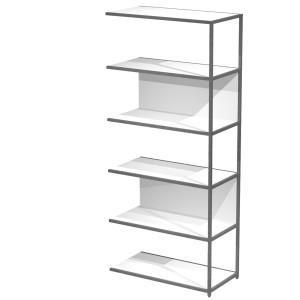 MODULO AGGIUNTIVO LIBRERIA MODULAR 90X44H200CM CON STRUTTURA ANTRAC.- BIANCO COD. DOE200S-AF-3