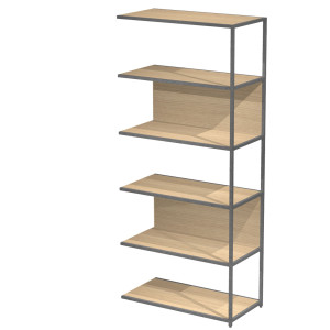MODULO AGGIUNTIVO LIBRERIA MODULAR 90X44H200CM CON STRUTTURA ANTRAC.- ROVERE COD. DOE200S-AF-C