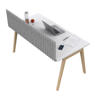 PANNELLO ACUSTICO DA SCRIVANIA L155XH40CM C/MORSETTI NERI GRIGIO CHIARO STRIPES COD. EJA155-EJF1-MC