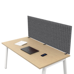 PANNELLO ACUSTICO DA SCRIVANIA L155XH40CM C/MORSETTI NERI GRIGIO MEDIO STRIPES COD. EJA155-EJF1-MD