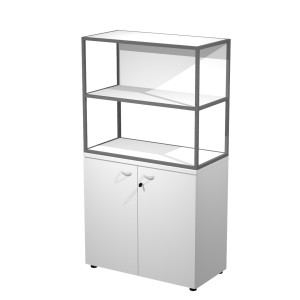 LIBRERIA MEDIA METAL + ARM. BASSO BIANCO/BIANCO/BIANCO/STR.ANTRACITE ESSENCE COD. MB3+AB3+27AF/3