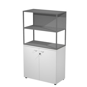 LIBRERIA MEDIA METAL + ARM. BASSO BIANCO/BIANCO/ANTRAC./STR.ANTRACITE ESSENCE COD. MB3+AB3+27AF/T