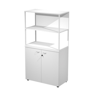 LIBRERIA MEDIA METAL + ARM. BASSO BIANCO/BIANCO/BIANCO/STR.BIANCA ESSENCE COD. MB3+AB3+27AN/3