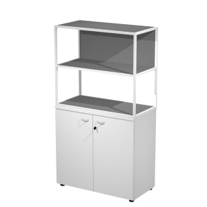 LIBRERIA MEDIA METAL + ARM. BASSO BIANCO/BIANCO/ANTRAC./STR.BIANCA ESSENCE COD. MB3+AB3+27AN/T