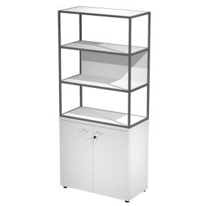LIBRERIA ALTA METAL + ARM. BASSO BIANCO/BIANCO/BIANCO/STR.ANTRACITE ESSENCE COD. MB3+AB3+28AF/3
