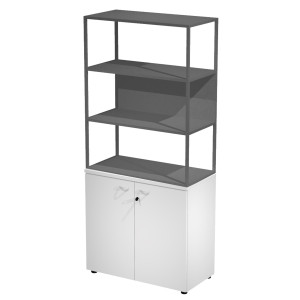LIBRERIA ALTA METAL + ARM. BASSO BIANCO/BIANCO/ANTRACITE/STR.ANTRACITE ESSENCE COD. MB3+AB3+28AF/T