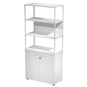 LIBRERIA ALTA METAL + ARM. BASSO BIANCO/BIANCO/BIANCO/STR.BIANCA ESSENCE COD. MB3+AB3+28AN/3