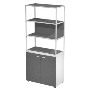 LIBRERIA ALTA METAL + ARM. BASSO BIANCO/BIANCO/ANTRACITE/STR.BIANCO ESSENCE COD. MB3+AB3+28AN/T