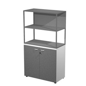 LIBRERIA MEDIA METAL + ARM. BASSO BIANCO/ANTRACITE/ANTRACITE/STR.ANTRAC ESSENCE COD. MB3+ABT+27AF/T