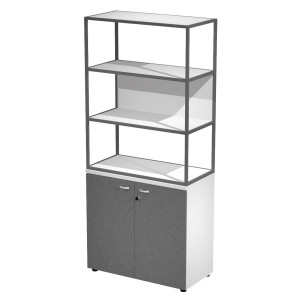 LIBRERIA ALTA METAL + ARM. BASSO BIANCO/ANTRACITE/BIANCO/STR.ANTRACITE ESSENCE COD. MB3+ABT+28AF/3