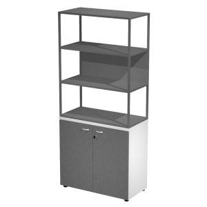 LIBRERIA ALTA METAL + ARM. BASSO BIANCO/ANTRACITE/ANTRACITE/STR.ANTRAC. ESSENCE COD. MB3+ABT+28AF/T