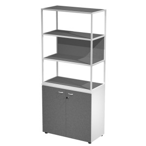 LIBRERIA ALTA METAL + ARM. BASSO BIANCO/ANTRACITE/ANTRACITE/STR.BIANCO ESSENCE COD. MB3+ABT+28AN/T