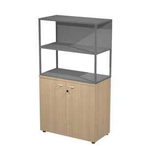 LIBRERIA MEDIA METAL + ARM. BASSO ROVERE/ROVERE/ANTRACITE/STR.ANTRACITE ESSENCE COD. MBC+ABC+27AF/T