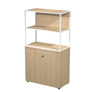 LIBRERIA MEDIA METAL + ARM. BASSO ROVERE/ROVERE/ROVERE/STR.BIANCO ESSENCE COD. MBC+ABC+27AN/C