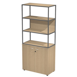LIBRERIA ALTA METAL + ARM. BASSO ROVERE/ROVERE/ROVERE/STR.ANTRACITE ESSENCE COD. MBC+ABC+28AF/C
