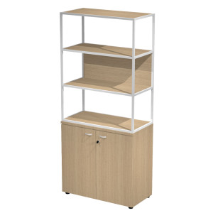 LIBRERIA ALTA METAL + ARM. BASSO ROVERE/ROVERE/ROVERE/STR.BIANCO ESSENCE COD. MBC+ABC+28AN/C