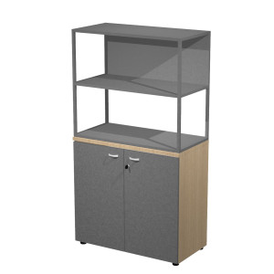 LIBRERIA MEDIA METAL + ARM. BASSO ROVERE/ANTRACITE/ANTRACITE/STR.ANTRAC ESSENCE COD. MBC+ABT+27AF/T