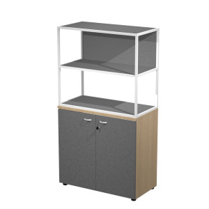 LIBRERIA MEDIA METAL + ARM. BASSO ROVERE/ANTRACITE/ANTRACITE/STR.BIANCA ESSENCE COD. MBC+ABT+27AN/T