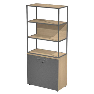 LIBRERIA ALTA METAL + ARM. BASSO ROVERE/ANTRACITE/ROVERE/STR.ANTRACITE ESSENCE COD. MBC+ABT+28AF/C