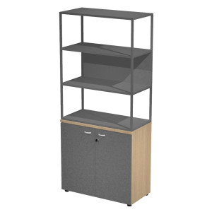 LIBRERIA ALTA METAL + ARM. BASSO ROVERE/ANTRACITE/ANTRACITE/STR.ANTRAC. ESSENCE COD. MBC+ABT+28AF/T