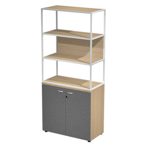 LIBRERIA ALTA METAL + ARM. BASSO ROVERE/ANTRACITE/ROVERE/STR.BIANCA ESSENCE COD. MBC+ABT+28AN/C