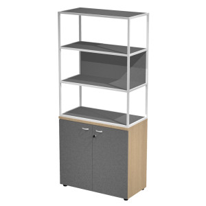 LIBRERIA ALTA METAL + ARM. BASSO ROVERE/ANTRACITE/ANTRACITE/STR.BIANCA ESSENCE COD. MBC+ABT+28AN/T