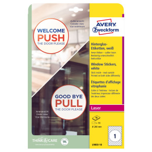 ADESIVI PER FINESTRE IN CARTA CON PELLICOLA D200MM 1ADESIVO/FG LASER AVERY COD. L9003-10