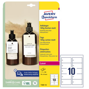 CARTELLINI MICRO-PERFORATO STAMPABILI BIANCHI 90X50MM 10FG (10 CART/FG) AVERY COD. T1001-10
