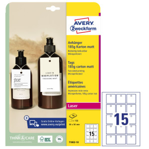 CARTELLINI MICRO-PERFORATO STAMPABILI BIANCHI 80X50MM 10FG (15 CART/FG) AVERY COD. T1002-10