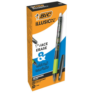 SCATOLA 12 PENNA SFERA GEL CANCELLABILE GELOCITY ILLUSION 0,7MM NERO BIC COD. 516523
