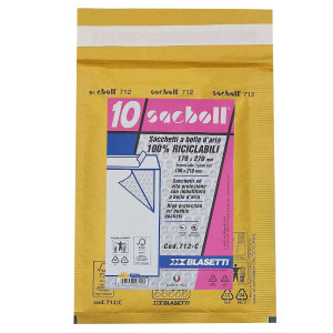 10 BUSTE IMBOTTITE SACBOLL IN CARTA AVANA C 17X27CM BLASETTI COD. 0712