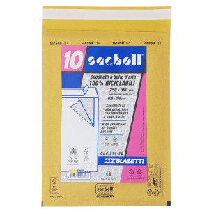 10 BUSTE IMBOTTITE SACBOLL IN CARTA AVANA FG 25X39CM BLASETTI COD. 0714