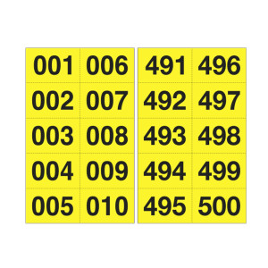 KIT NUMERI ADESIVI DA 001 A 500 NERO/GIALLO 45 X 24MM COD. 908.25
