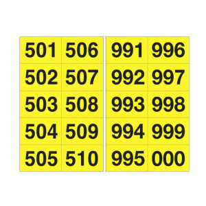 KIT NUMERI ADESIVI DA 501-999 NERO/GIALLO 45 X 24MM COD. 908.29