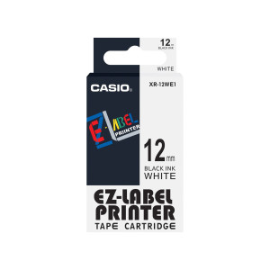 NASTRO CASIO 12MM X 8MT NERO SU BIANCO COD. XR-12WE