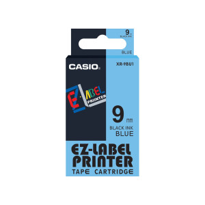 NASTRO CASIO 9MM X 8MT NERO SU BLU COD. XR-9BU