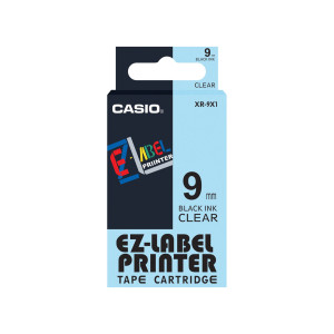 NASTRO CASIO 9MM X 8MT NERO SU TRASPARENTE COD. XR-9X