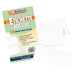 BUSTINA 12 ETICHETTE SEGNANOMI 6,3X2,8CM BIANCO RI.PLAST COD. 61046891