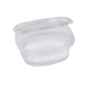 PACK 50 CONTENITORI OVALI IN PET CON COPERCHIO INCERNIERATO 14X11,9CM CUKI COD. 1507105002