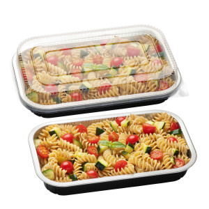 PACK 25 CONTENITORI ALLUMINIO STIRATO 4 PORZIONI + COPERCHIO IN R-PET CUKI COD. 154228467