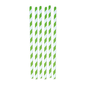 12 CANNUCCE STRIPES IN CARTA VERDE/BIANCO BIG PARTY COD. 73602