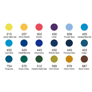 SET 18 DEMI-GODET + PENNELLO BRUSH COLORI PAESAGGI DOM COD. 13060/2
