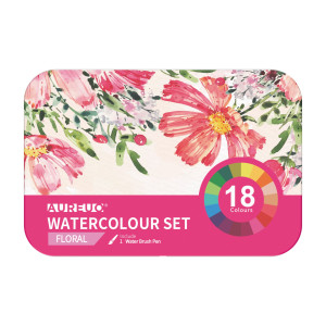 SET 18 DEMI-GODET + PENNELLO BRUSH COLORI FLOREALI DOM COD. 13060/3